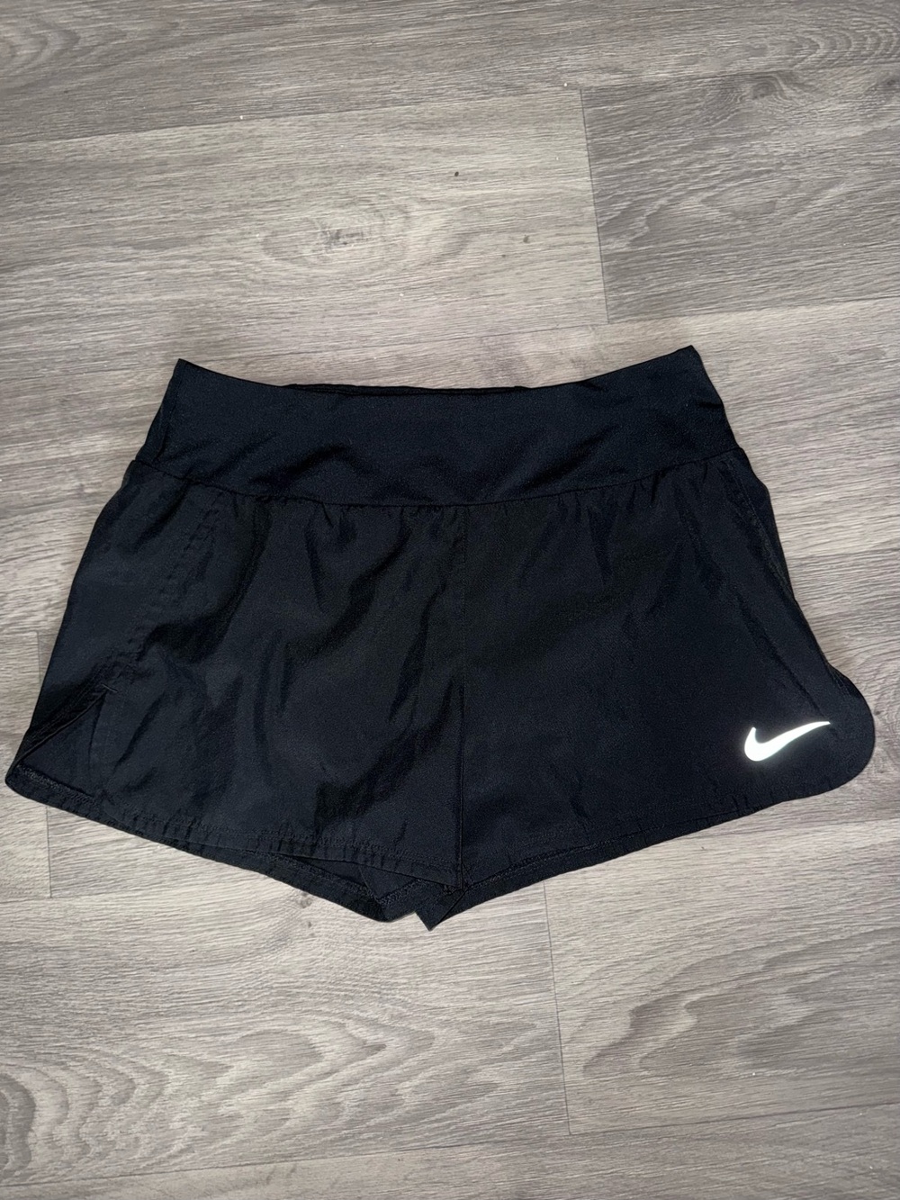 Nike Women's Black Athletic Running Shorts with Reflective Swoosh